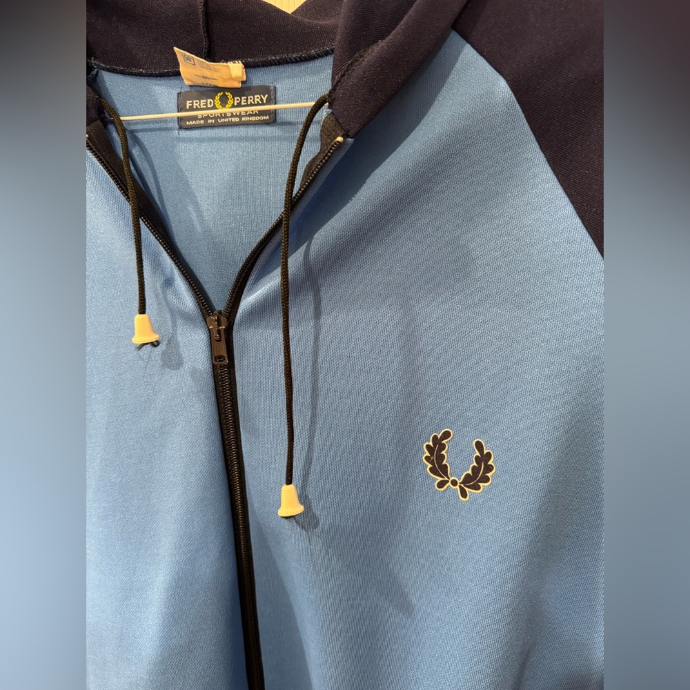 Blue Fred Perry Hooded Jacket, Size Large